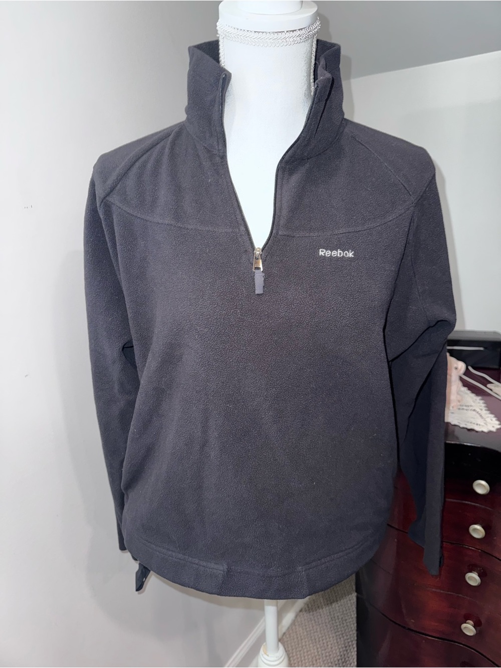 Reebok Dark black Half-Zip Fleece Pullover